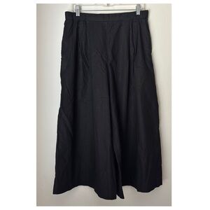 Marimekko Uniqlo Linen Cotton Cropped Pants Size Large Black Pull On Wide Leg